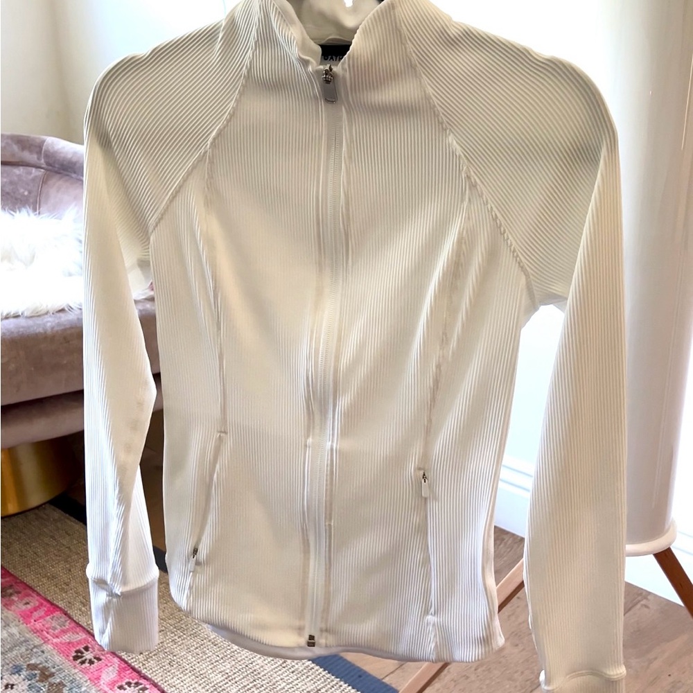 NWOT Athleta Ribbed White Zip-Up Jacket. XS